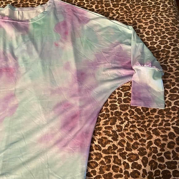 Tie Dye Drop Shoulder Batwing Top Blouse - Picture 5 of 11